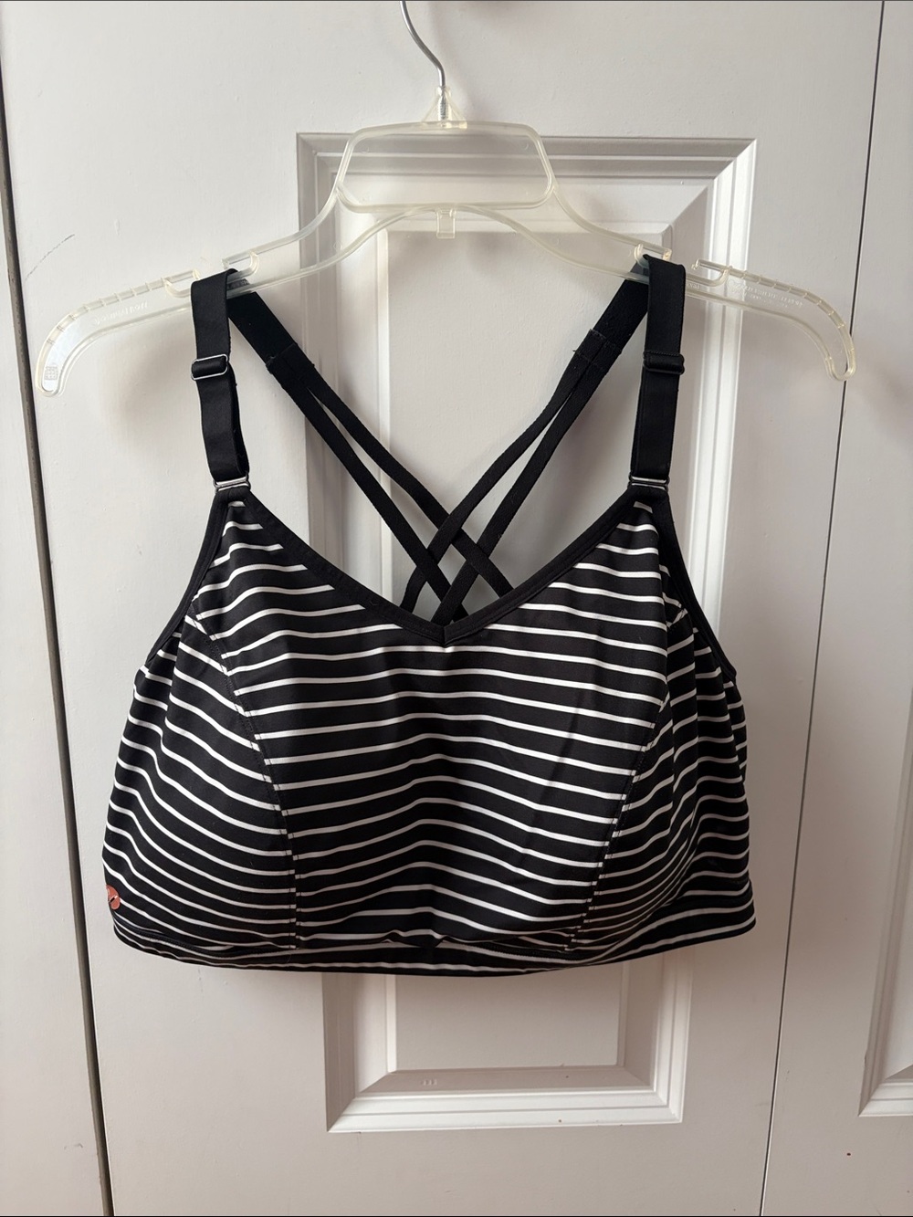 Livi No Wire Striped Black & White Crisscross Bralette Size 44DDD